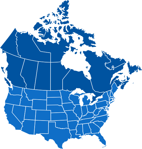 North American transportation coverage map 