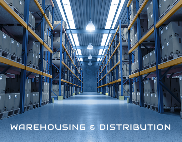 Inside view of Priority Logistics warehouse racks 